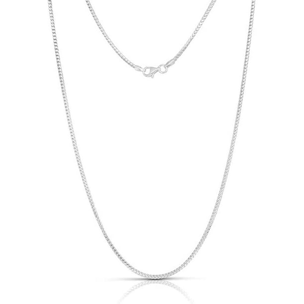 2mm 3mm or 3.5mm Franco Chain Necklace 1.5mm .925 Rhodium Plated Sterling Silver 1mm